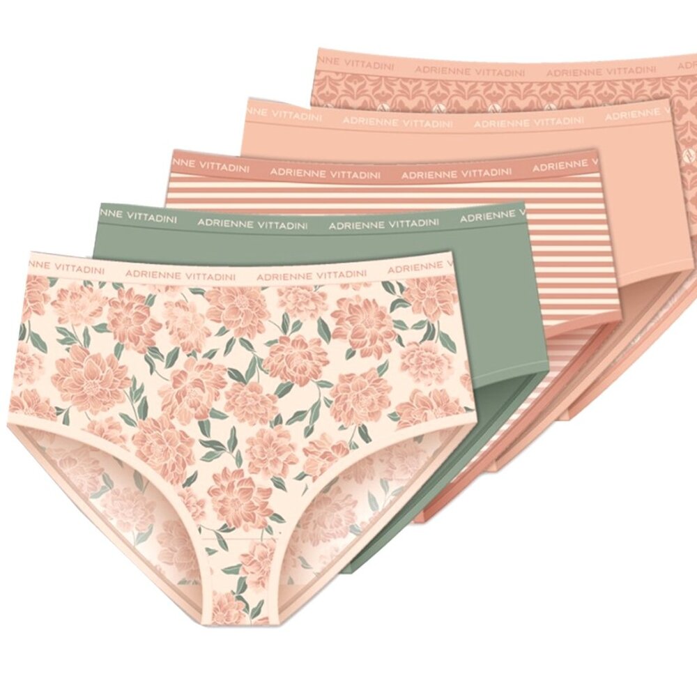 Adrienne Vittadini Women's Stretch Microfiber Brief Panties Set of 5 (